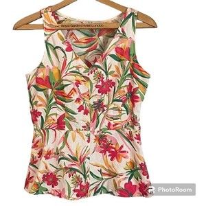 J. Crew tropical floral sleeveless blouse. Linen/cotton. Women’s size 2.